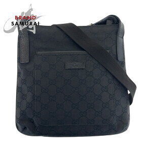 GUCCI Black GG Canvas Leather Shoulder Bag